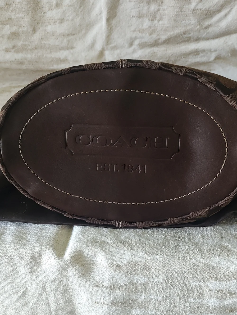 Coach Brown Signature Hampton Canvas Shoulder Bag Excellent Condition